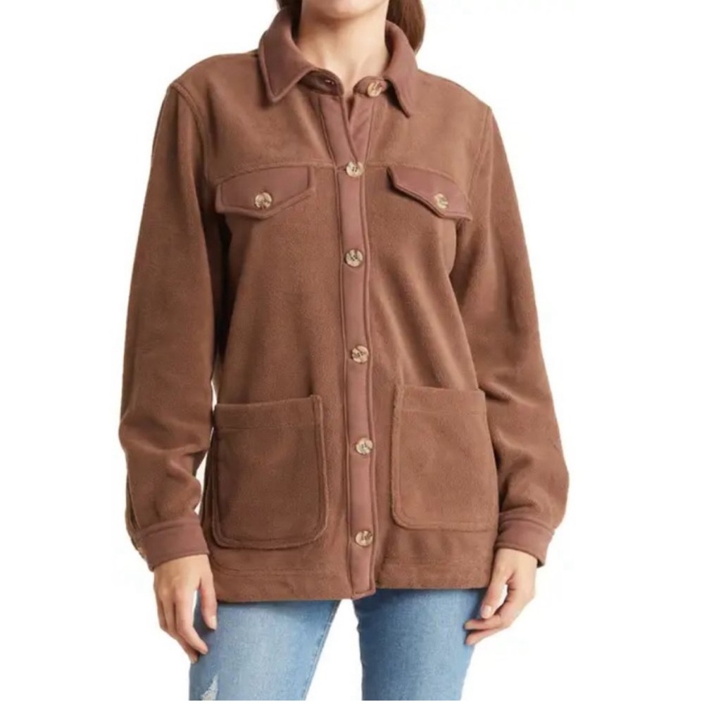 NWT Blank NYC Button Down Fleece Shacket Jacket Women’s size Large